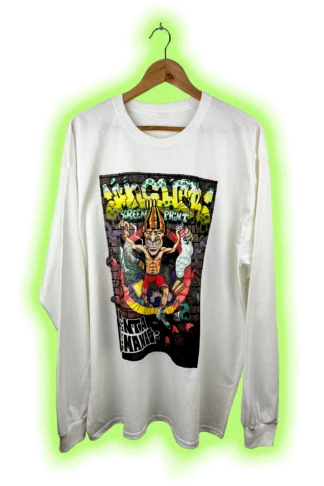 Camiseta de manga larga blanca PIBES CHORROS «Tinta en las Manos» de ANKOR, ilustración de Senk, vista frontal