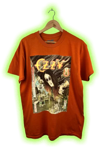 Camiseta teja CHILDREN OF THE GRAVE de ANKOR, ilustración de Mariano «El Tata» Martínez, vista frontal