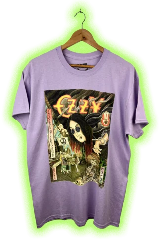 Camiseta lila CHILDREN OF THE GRAVE de ANKOR, ilustración de Mariano «El Tata» Martínez, vista frontal